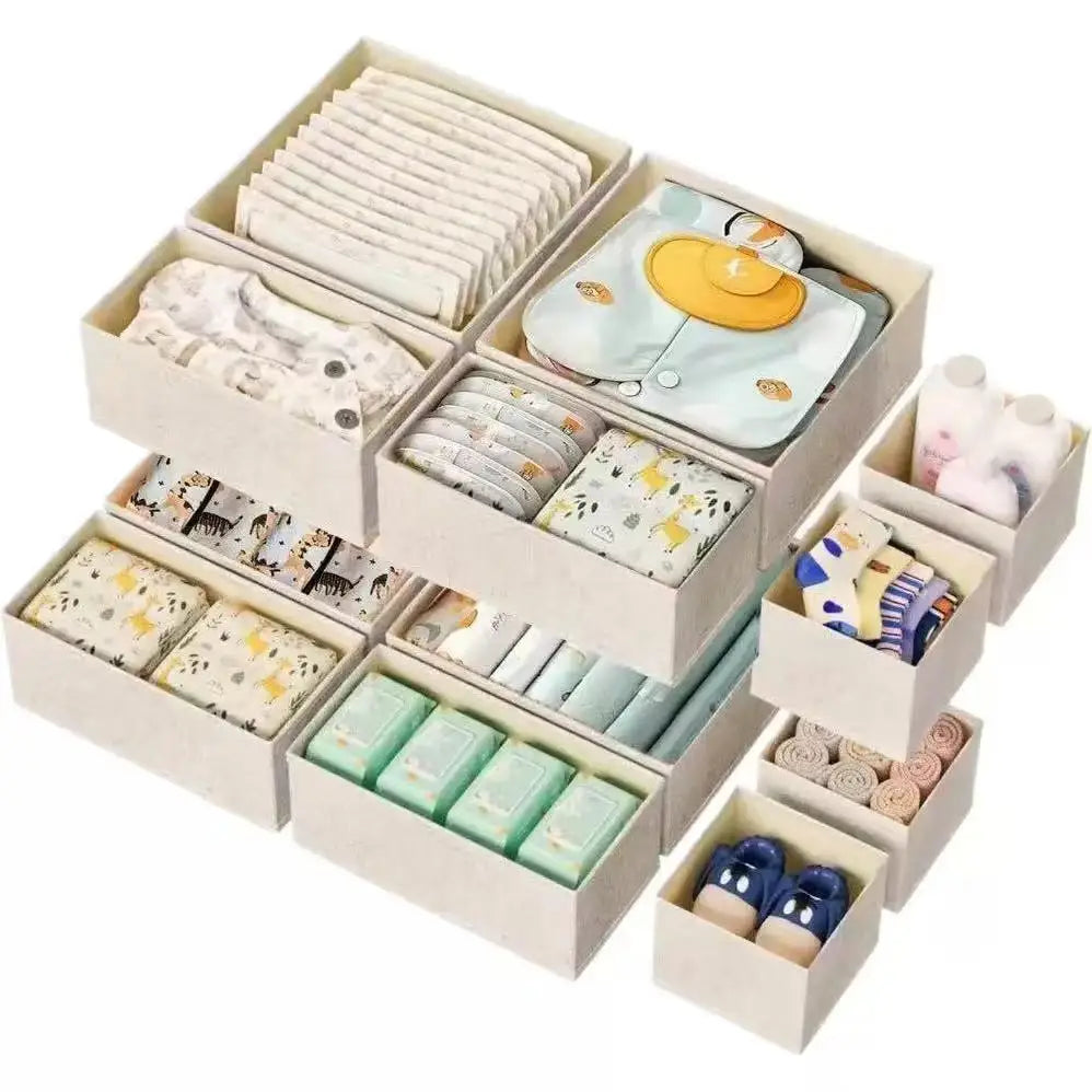 6/12pc Non-woven Baby Items Storage Box Drawer Organizer Foldable Baby Diaper Bag Newborn Babies Accessories Clothes Storage Box