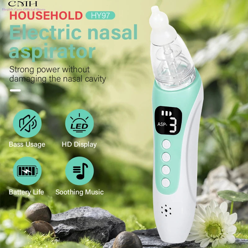 Household Baby Electric Nasal Aspirator Suction Modes Food Grade Silicone Rechargeable Soothing Music Safe Baby Nasal Cleaner