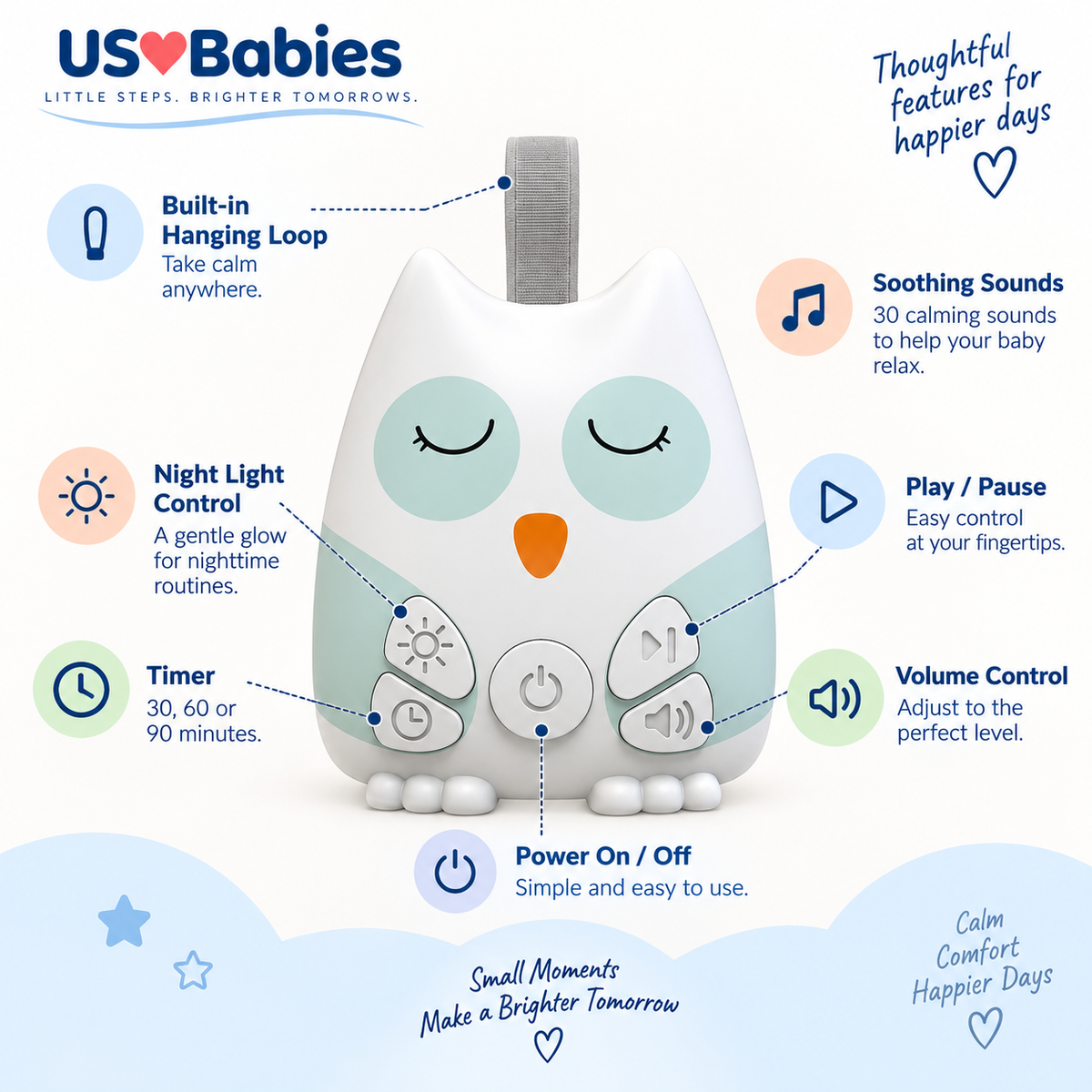 US Babies CalmOwl Baby Sound Machine