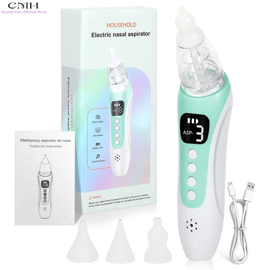 Household Baby Electric Nasal Aspirator Suction Modes Food Grade Silicone Rechargeable Soothing Music Safe Baby Nasal Cleaner