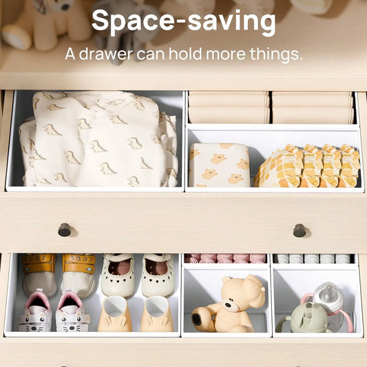 12 Pack Baby Clothes Dresser Drawer Organizer White Fabric Foldable Closet Drawer Storage Bins Collapsible Nursery Organizer Boxes Set For Baby Clothes Socks Diapers Changing Table Gift