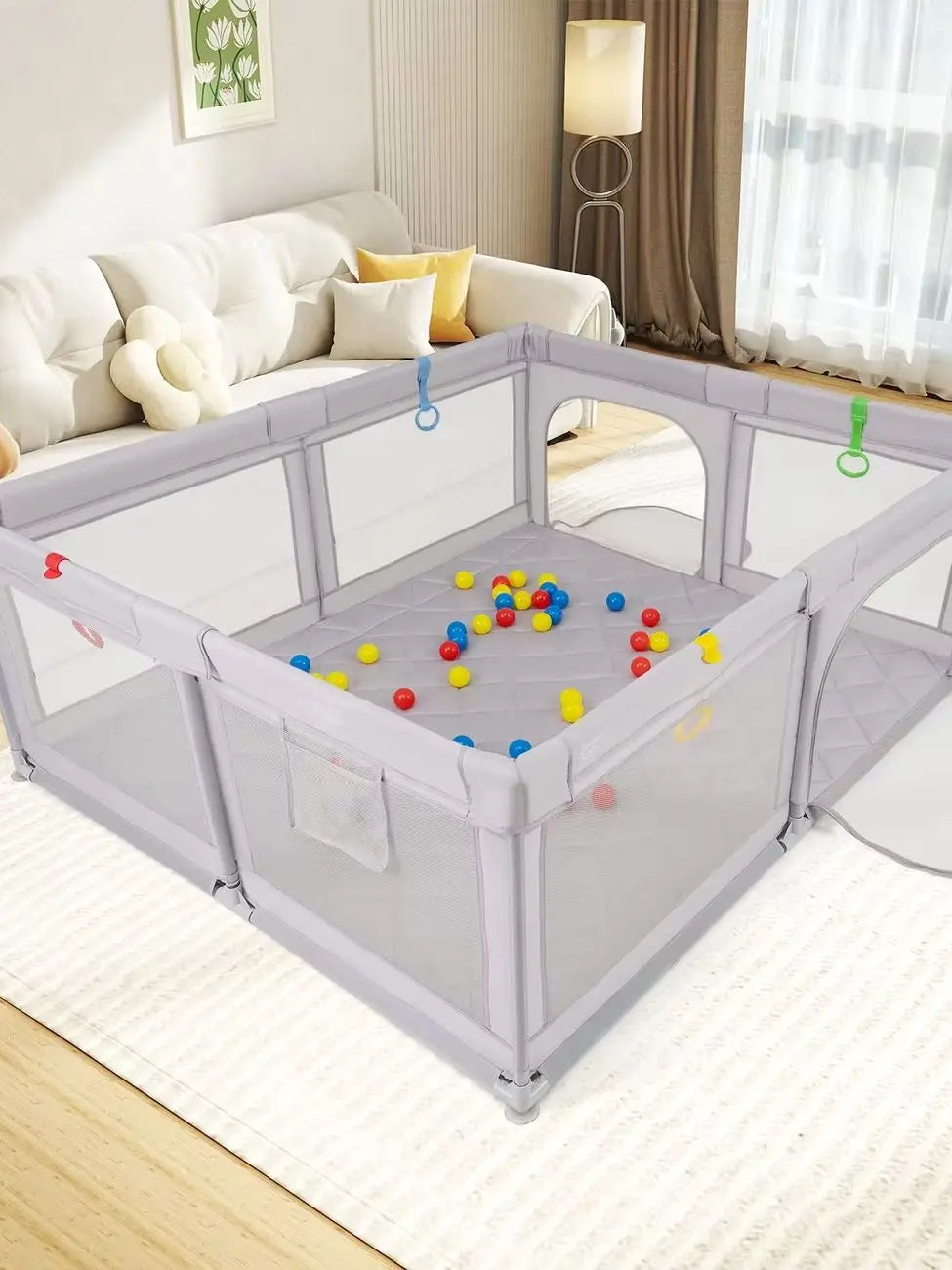 Baby Playpen Kids Activity Center / Large Indoor & Outdoor Baby Fence with Soft Breathable Mesh for Toddlers / Halloween Christmas Gift