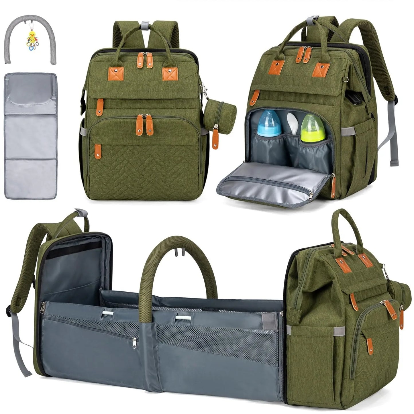 Baby Diaper Bags with Changing Station, Waterproof Large Capacity Diaper Bag Backpack for Moms Dads with USB Charging Port and Stroller Straps, Baby Shower Gifts ，Pink,Green,Blue