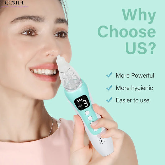 Household Baby Electric Nasal Aspirator Suction Modes Food Grade Silicone Rechargeable Soothing Music Safe Baby Nasal Cleaner