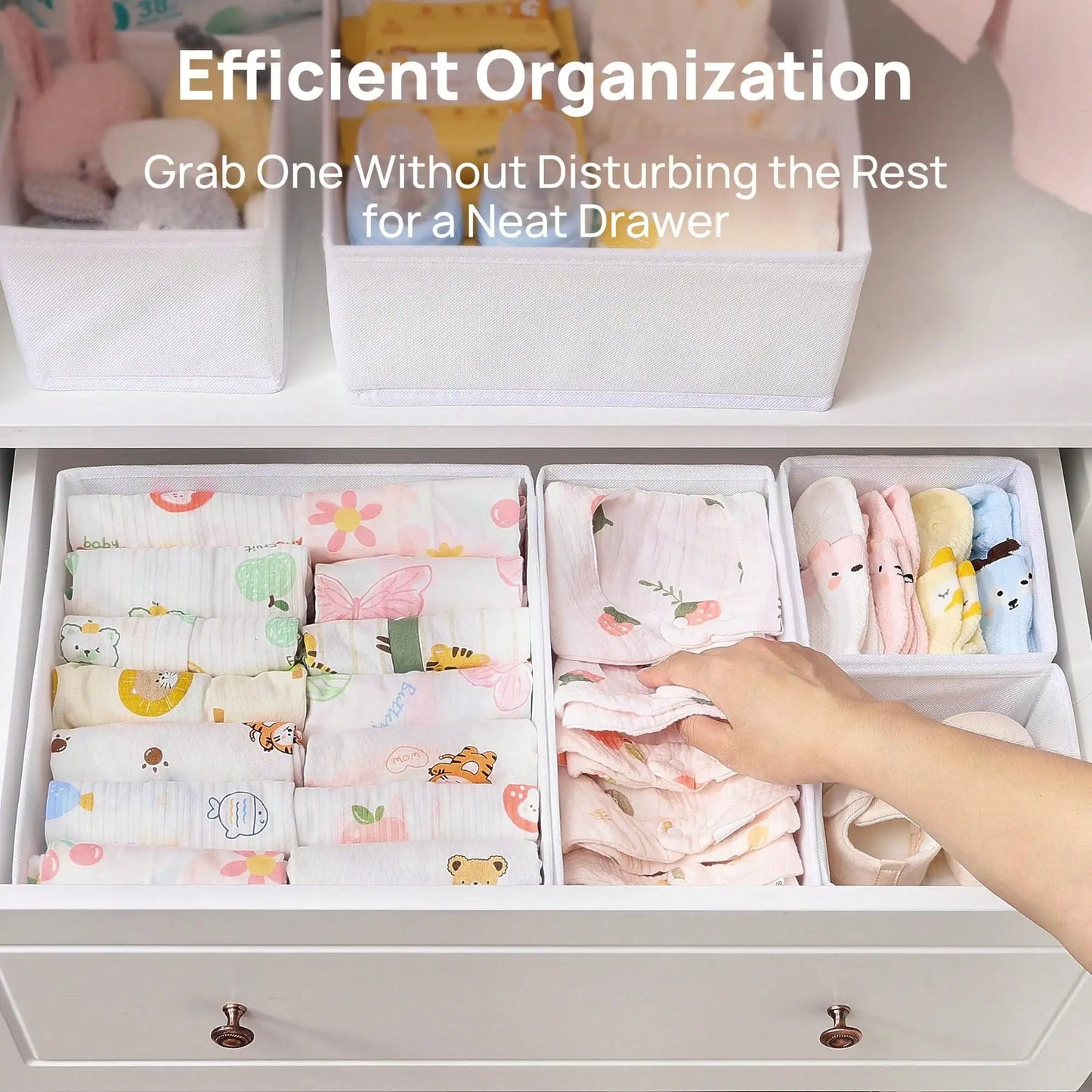 12 Pack Baby Clothes Dresser Drawer Organizer White Fabric Foldable Closet Drawer Storage Bins Collapsible Nursery Organizer Boxes Set For Baby Clothes Socks Diapers Changing Table Gift