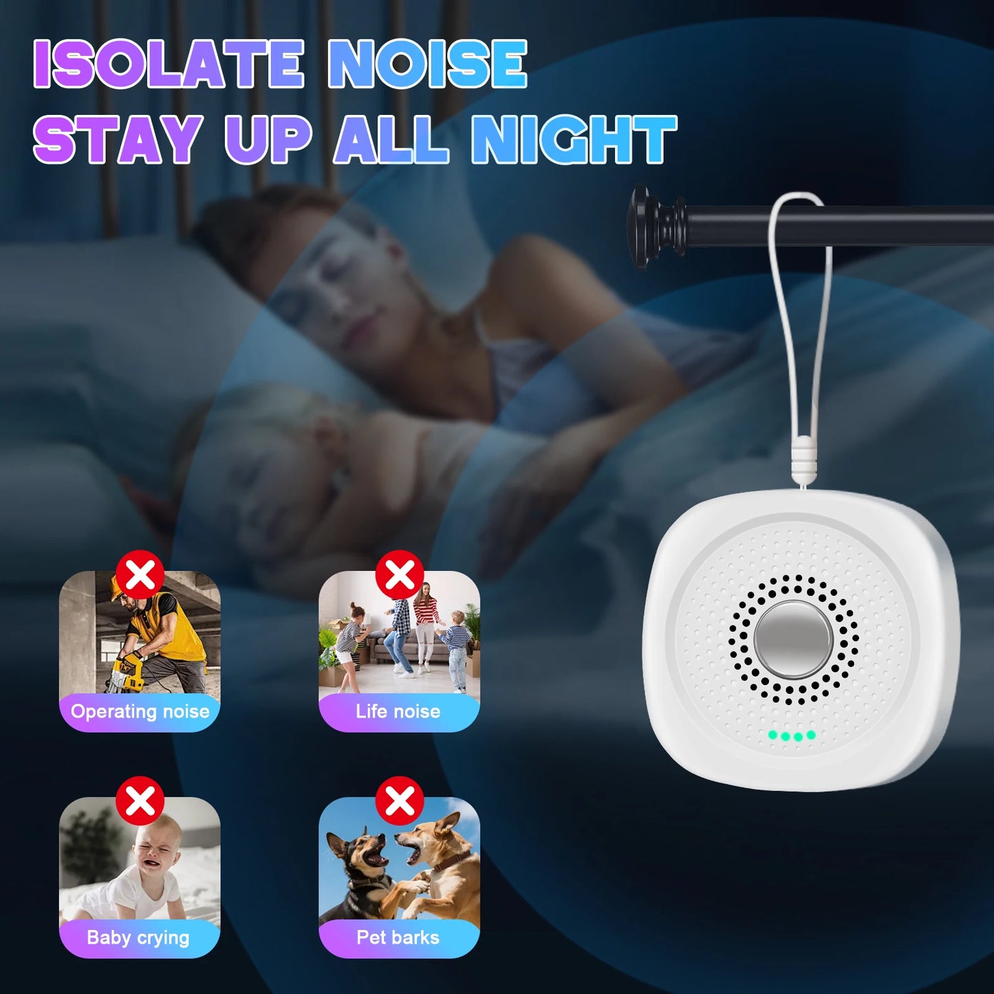 White Noise Sleep Aid Portable Baby Timed Sleep Aid Device with Multiple Sound Effects Suitable for Assisting Sleep in Adults and The Elderly