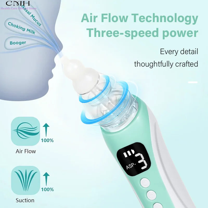 Household Baby Electric Nasal Aspirator Suction Modes Food Grade Silicone Rechargeable Soothing Music Safe Baby Nasal Cleaner