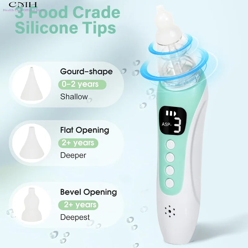 Household Baby Electric Nasal Aspirator Suction Modes Food Grade Silicone Rechargeable Soothing Music Safe Baby Nasal Cleaner