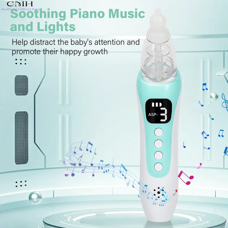 Household Baby Electric Nasal Aspirator Suction Modes Food Grade Silicone Rechargeable Soothing Music Safe Baby Nasal Cleaner