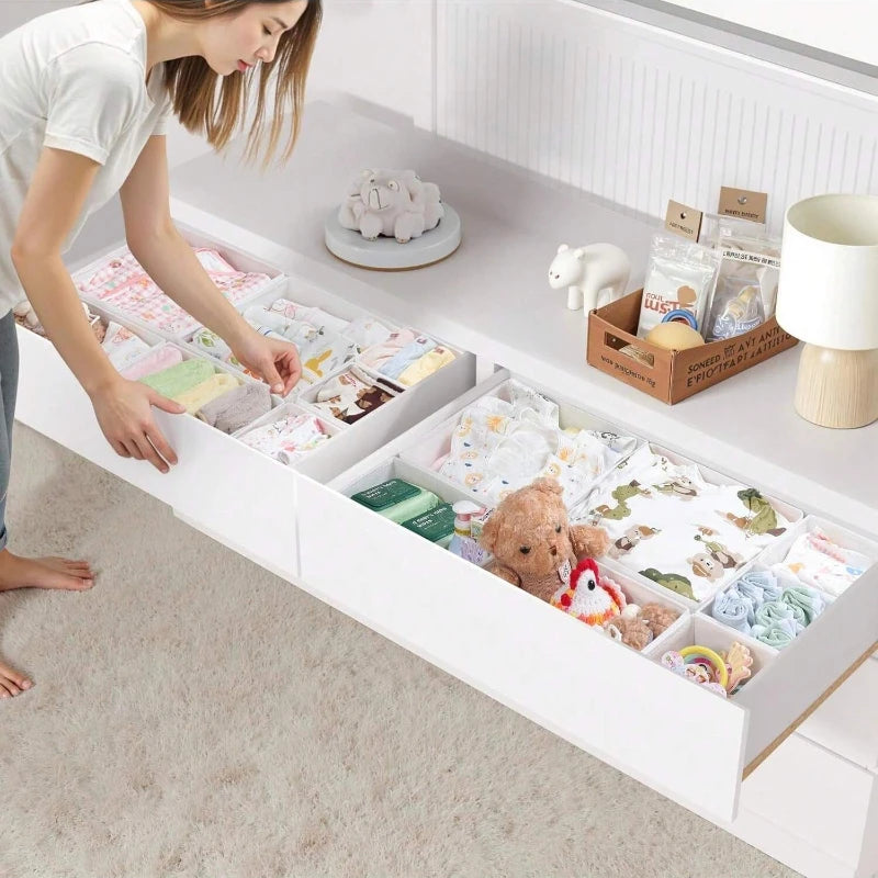 6/12pc Non-woven Baby Items Storage Box Drawer Organizer Foldable Baby Diaper Bag Newborn Babies Accessories Clothes Storage Box