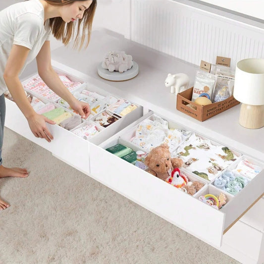 6/12pc Non-woven Baby Items Storage Box Drawer Organizer Foldable Baby Diaper Bag Newborn Babies Accessories Clothes Storage Box