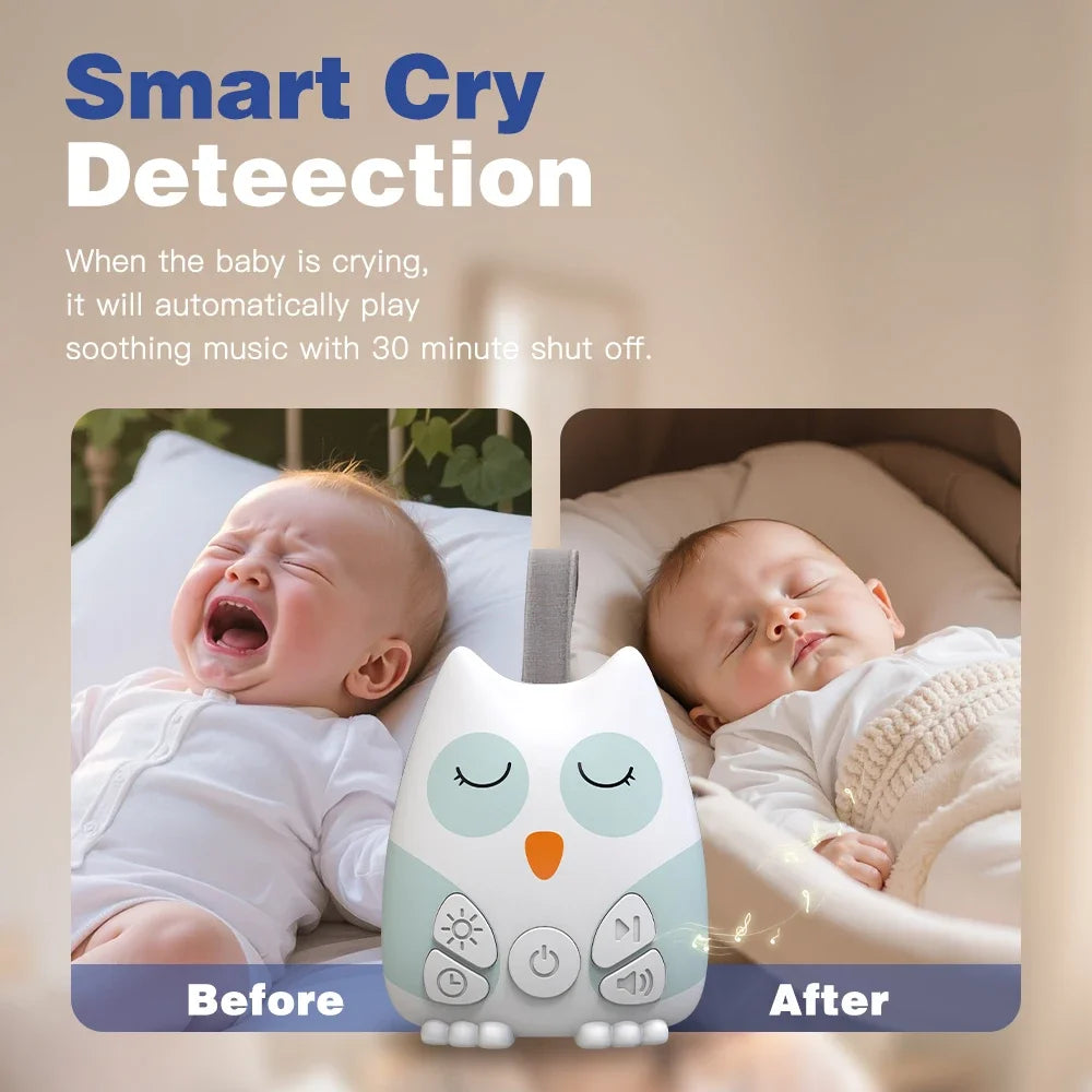 Portable White Noise Sound Machine for Baby 30 Soothing Sounds Crying Sensor for Infants with Night Light Timer Rechargeable