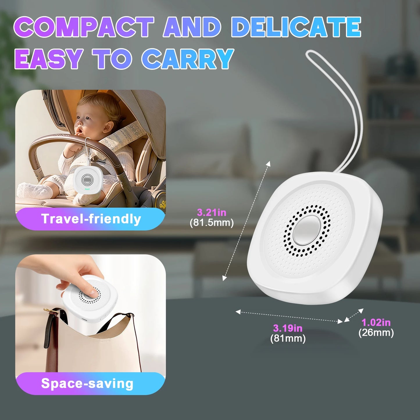 White Noise Sleep Aid Portable Baby Timed Sleep Aid Device with Multiple Sound Effects Suitable for Assisting Sleep in Adults and The Elderly