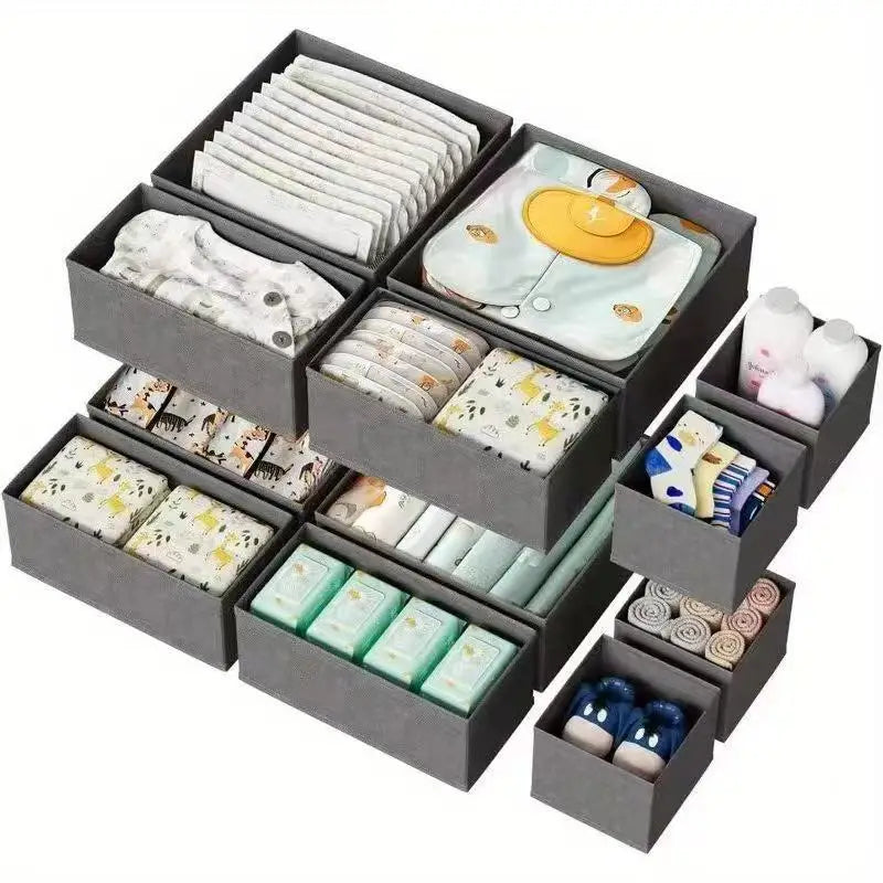 6/12pc Non-woven Baby Items Storage Box Drawer Organizer Foldable Baby Diaper Bag Newborn Babies Accessories Clothes Storage Box
