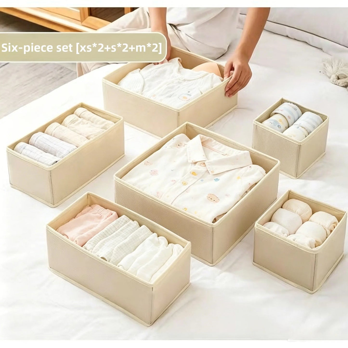 6/12pc Non-woven Baby Items Storage Box Drawer Organizer Foldable Baby Diaper Bag Newborn Babies Accessories Clothes Storage Box
