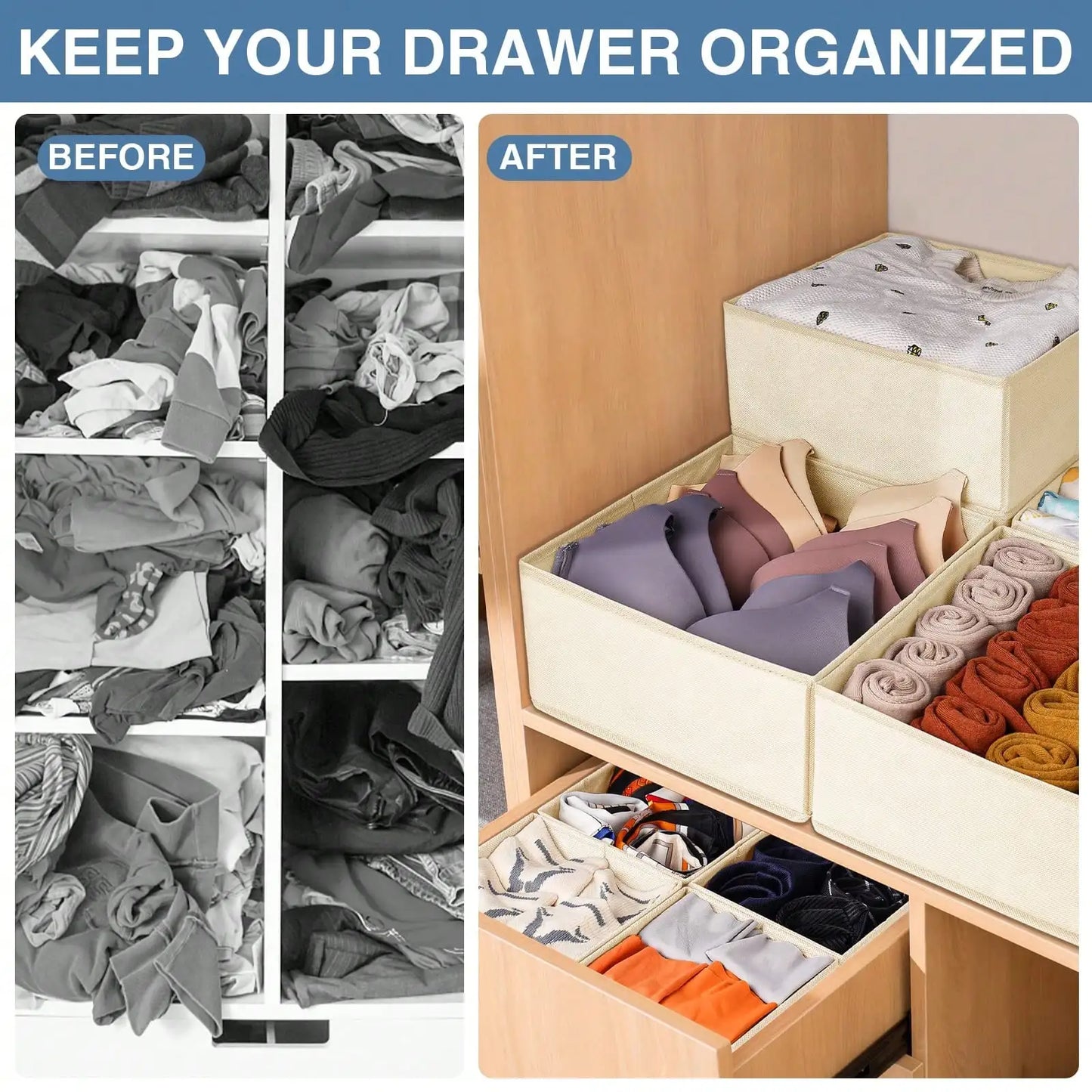 12 Pack Baby Clothes Dresser Drawer Organizer White Fabric Foldable Closet Drawer Storage Bins Collapsible Nursery Organizer Boxes Set For Baby Clothes Socks Diapers Changing Table Gift